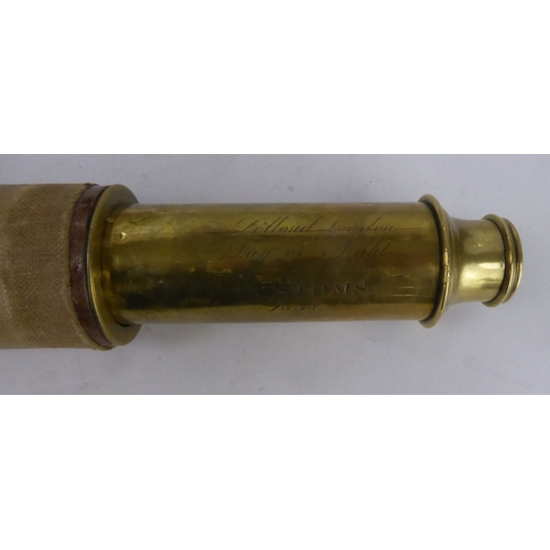 557 - 19TH CENTURY DOLLOND OF LONDON LARGE SINGLE DRAW BRASS TELESCOPE stamped on the draw tube 