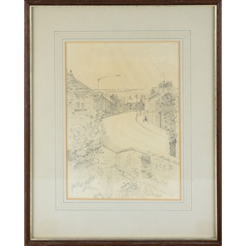 287 - PAT SHARP (TWENTIETH CENTURY) TWO PENCIL DRAWINGS Street sceneSigned and dated 1984 11” x 8” (28cm x... 