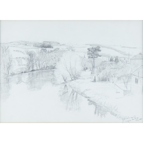 287 - PAT SHARP (TWENTIETH CENTURY) TWO PENCIL DRAWINGS Street sceneSigned and dated 1984 11” x 8” (28cm x... 