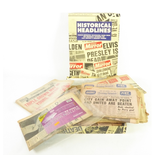 678 - SELECTION OF CIRCA 1950s AND 1960s FOOTBALL GREEN AND FOOTBALL PINK NEWSPAPERS, published by the Eve... 