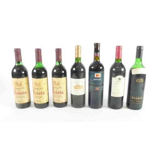 58 - THREE 75cl BOTTLES ESTOLA LA MANCHA SPANISH RED WINE RESERVA 1987, levels, labels and seals good, 12... 