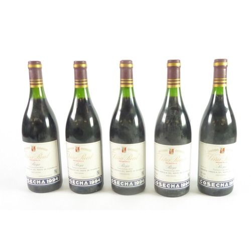 63 - FIVE 75cl BOTTLES VINA REAL RESERVA RIOJA 1994, 13% vol, levels, seals and labels good (5)