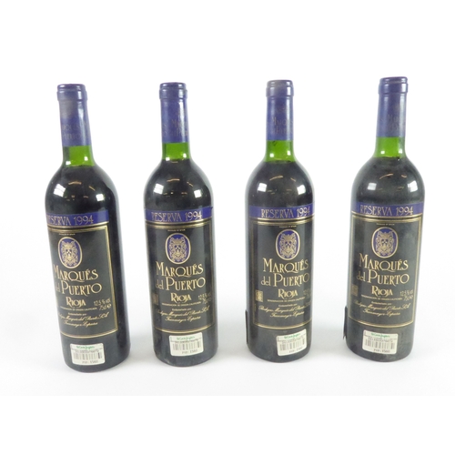 64 - FOUR 75cl BOTTLES MARQUES DEL PUERTO RIOJA - RESERVA 1994, 12.5% vol, levels, seals and labels good ... 