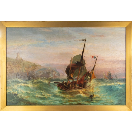 247 - THOMAS ROSE MILES (1844-1916)OIL PAINTING ON CANVASSailing craft in heavy seas off St Catherines Ora... 