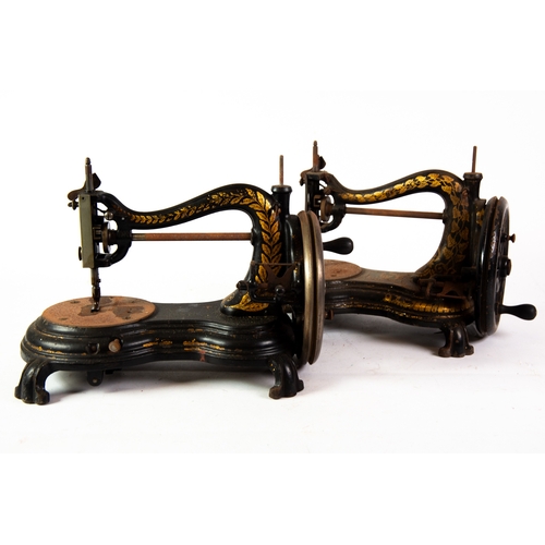 676 - SEWING MACHINES: Two Jones cast-iron drop-head sewing machines [2]