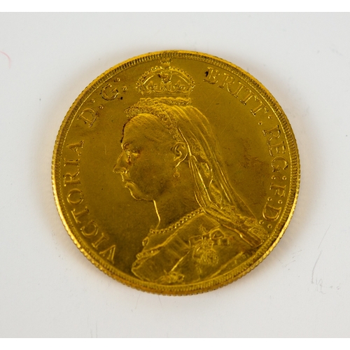 115 - VICTORIAN GOLD TWO POUNDS COIN 1887, Jubilee head (EF), 15.92gms