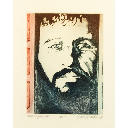 314 - DAVID OXTOBY ARTIST SIGNED ‘COLOUR PROOF’ ETCHING WITH AQUATINTRingo Starr, ‘74 The impression: 7 ¼”... 