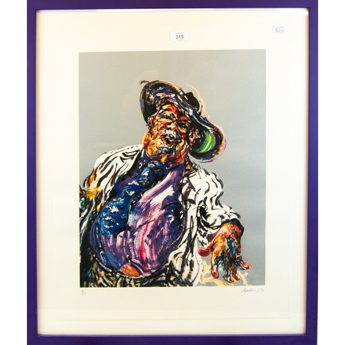 315 - MAGGI HAMBLING ARTIST SIGNED LIMITED EDITION COLOUR PRINTGeorge Melly, ‘06 (4/100) 19 ¾” x 15 ¼” (50... 