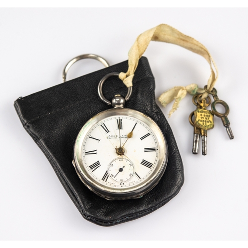 333 - EDWARDIAN SILVER OPEN-FACED POCKET WATCH, with white roman dial, with subsidiary seconds dial inscri... 