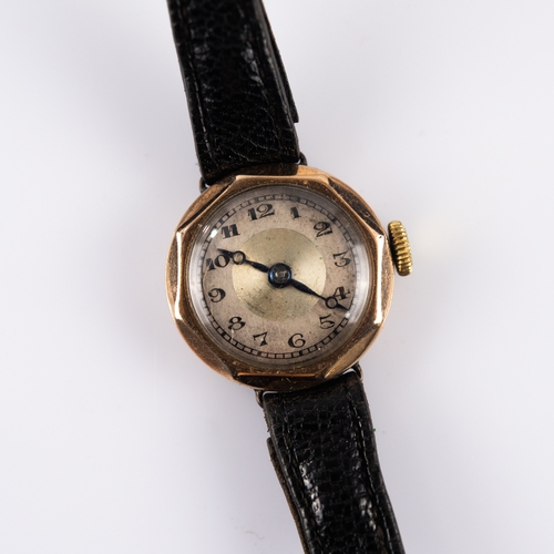 335 - LADY'S PRE-WAR 9ct GOLD CASED WRISTWATCH, the case stamped B.W.C., mechanical movement with silvered... 