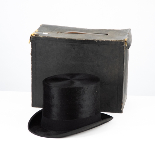 294 - BEST, LONDON, EXTRA QUALITY VINTAGE TOP HAT, internal circumference 55cm, in period case