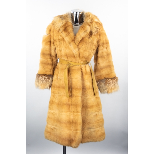 313 - MARSHALL'S OF WILMSLOW, LADY'S RED FOX FUR FULL-LENGTH COAT with shawl collar, single hook fastening... 