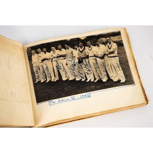 22 - CIRCA 1940s AUTOGRAPH ALBUM, MAINLY RELATING TO CRICKET AND FOOTBALL, to include Frank Swift, Manche... 