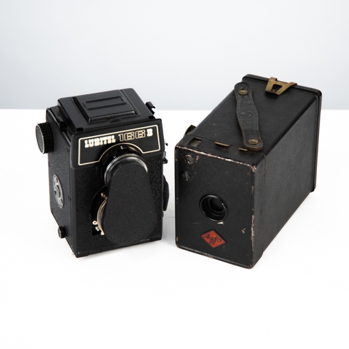 80 - LUBITEL 166B TWIN LENS REFLEX CAMERA, with hard plastic lens cover and a VINTAGE AGFA BOX CAMERA (2)