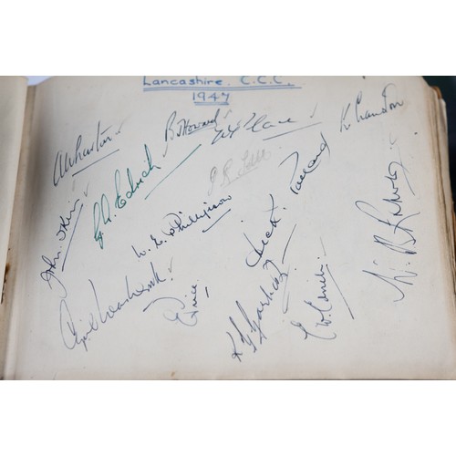 22 - CIRCA 1940s AUTOGRAPH ALBUM, MAINLY RELATING TO CRICKET AND FOOTBALL, to include Frank Swift, Manche... 