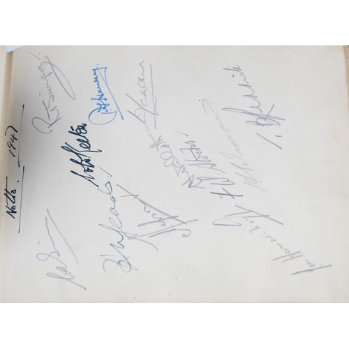 22 - CIRCA 1940s AUTOGRAPH ALBUM, MAINLY RELATING TO CRICKET AND FOOTBALL, to include Frank Swift, Manche... 