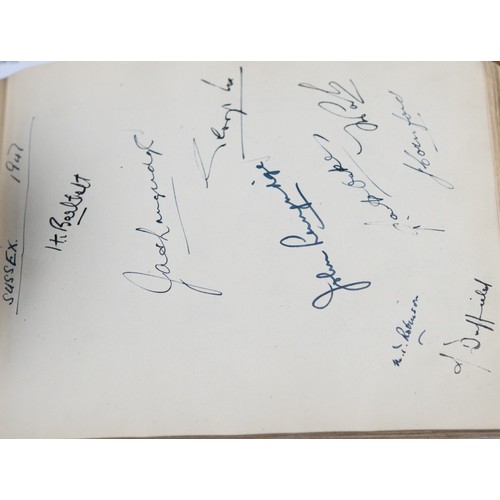 22 - CIRCA 1940s AUTOGRAPH ALBUM, MAINLY RELATING TO CRICKET AND FOOTBALL, to include Frank Swift, Manche... 