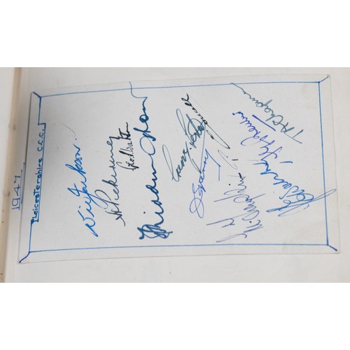 22 - CIRCA 1940s AUTOGRAPH ALBUM, MAINLY RELATING TO CRICKET AND FOOTBALL, to include Frank Swift, Manche... 