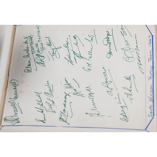 22 - CIRCA 1940s AUTOGRAPH ALBUM, MAINLY RELATING TO CRICKET AND FOOTBALL, to include Frank Swift, Manche... 