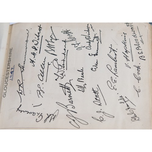 22 - CIRCA 1940s AUTOGRAPH ALBUM, MAINLY RELATING TO CRICKET AND FOOTBALL, to include Frank Swift, Manche... 