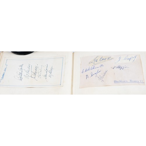 22 - CIRCA 1940s AUTOGRAPH ALBUM, MAINLY RELATING TO CRICKET AND FOOTBALL, to include Frank Swift, Manche... 