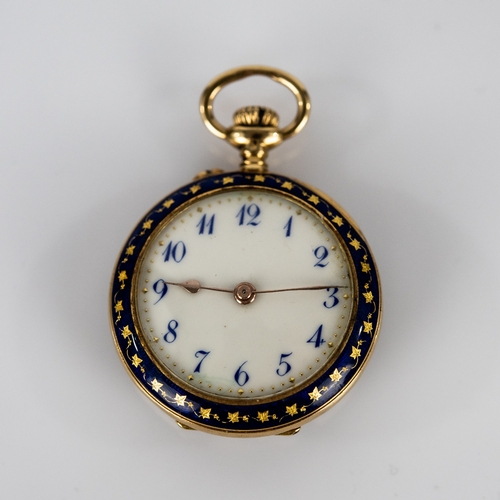 19 - FENTON RUSSELL & CO, EDINBURGH, SWISS MADE 18ct GOLD FOB WATCH with keyless mechanical movement,... 