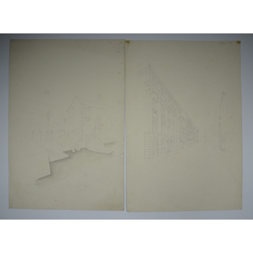 7 - NORMAN C JAQUES (1926-2014) PEN AND INK Architectural study with plan Signed and dated 19.22.37 And ... 