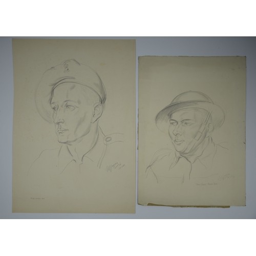 1 - NORMAN C JAQUES (1926-2014) PENCIL DRAWING 'Home Guard' bust portrait Signed, titled and dated 1945 ... 