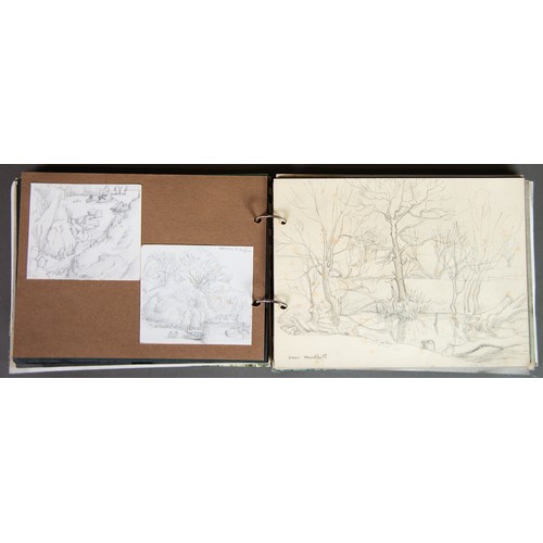 3 - MARJORIE JAQUES SKECTH BOOK WITH WATERCOLOURS AND PENCIL DRAWINGSsome pieces stuck in and some loose... 