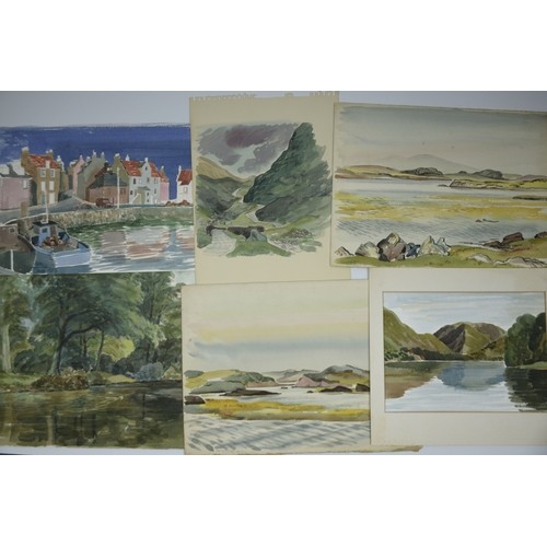 3 - MARJORIE JAQUES SKECTH BOOK WITH WATERCOLOURS AND PENCIL DRAWINGSsome pieces stuck in and some loose... 