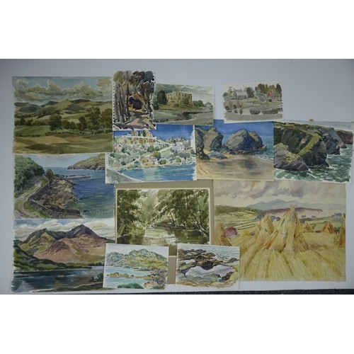 3 - MARJORIE JAQUES SKECTH BOOK WITH WATERCOLOURS AND PENCIL DRAWINGSsome pieces stuck in and some loose... 