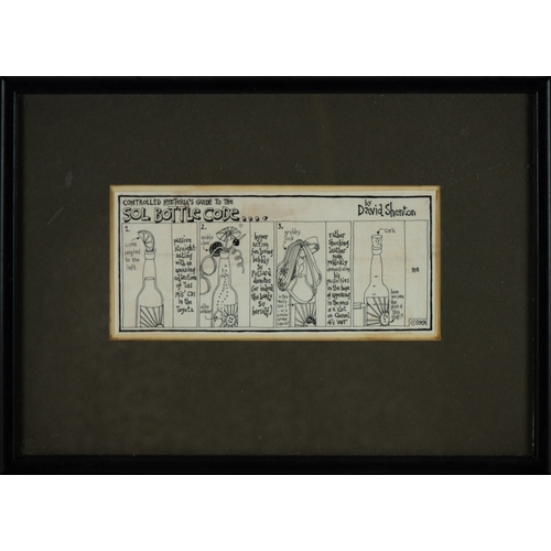 DAVID SHENTON (1949) THREE PEN AND INK CARTOONS AND A SIMILAR ARTIST ...