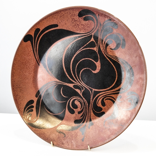 85 - ROSENTHAL PORCELAIN 'STUDIO-LINIE' BJORN WIINBLAD DESIGNED PLAQUE with black scroll design on a brow... 