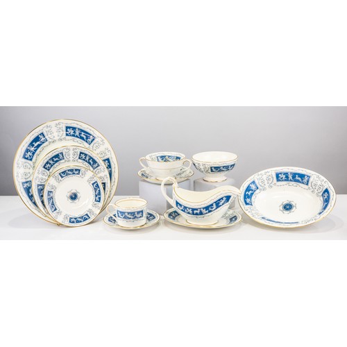 86 - COALPORT 'REVELRY' PATTERN DINNER AND TEA SERVICE, comprising twelve 10 3/4