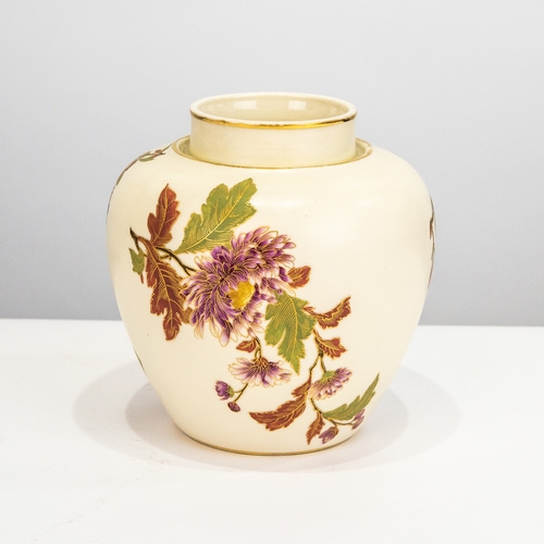 63 - LATE NINETEENTH CENTURY ROYAL WORCESTER BLUSH PORCELAIN POT POURRI VASE, of typical form, gilt print... 
