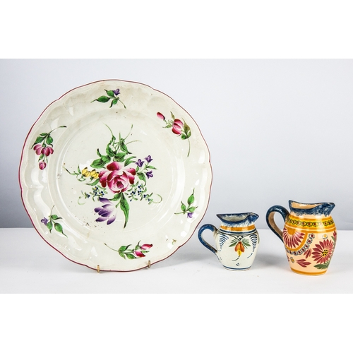 101 - TWO QUIMPER, FRENCH FAIENCE POTTERY SMALL JUGS, 5” (12.7cm) high and slightly smaller, together with... 