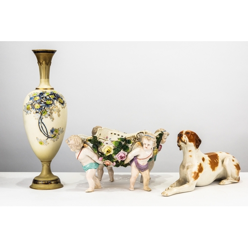 103 - ALEXANDRA PORCELAIN WORKS, AUSTRIAN BLUSH PORCELAIN VASE, of slender ovoid form with flared neck and... 