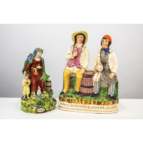 108 - EARLY 19TH CENTURY JOHN WALTON, STAFFORDSHIRE FIGURE 'WIDOW', marked on a tablet verso, titled to th... 