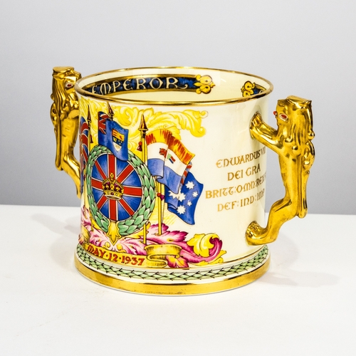 81 - PARAGON CHINA LIMITED EDITION TWO HANDLED ROYAL COMMEMORATIVE LARGE LOVING CUP, 1937, 5 ¼” (13.3cm) ... 