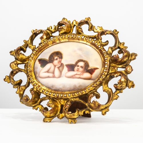 73 - AFTER RAPHAEL’S PAINTING OF THE SISTINE MADONNA, NINETEENTH CENTURY HAND PAINTED FIRENZE PORCELAIN P... 