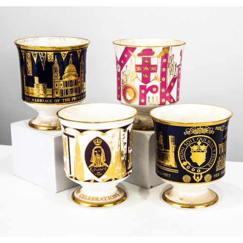 108B - FOURTEEN MODERN COALPORT COMMEMORATIVE CHINA GOBLETS, mostly limited editions, including: QUEEN ELIZ... 