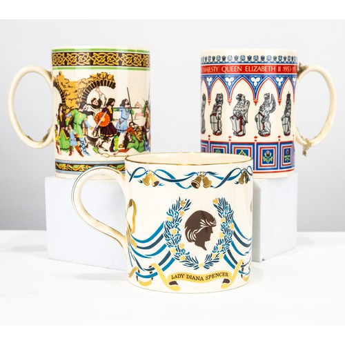 108C - RICHARD GUYATT FOR WEDGWOOD, TWO ROYAL COMMEMORATIVE CHINA OVERSIZED MUGS, 1977 and 1981, together w... 
