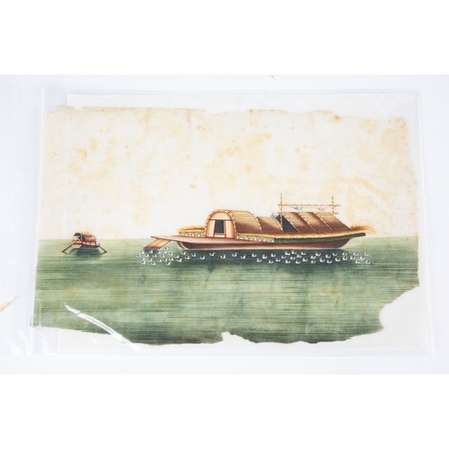 127 - NINE CHINESE QING DYNASTY LOOSE WATERCOLOUR ON RICE PAPER DRAWINGS from an album, FOUR representing ... 