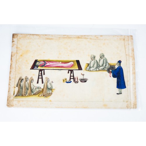 127 - NINE CHINESE QING DYNASTY LOOSE WATERCOLOUR ON RICE PAPER DRAWINGS from an album, FOUR representing ... 