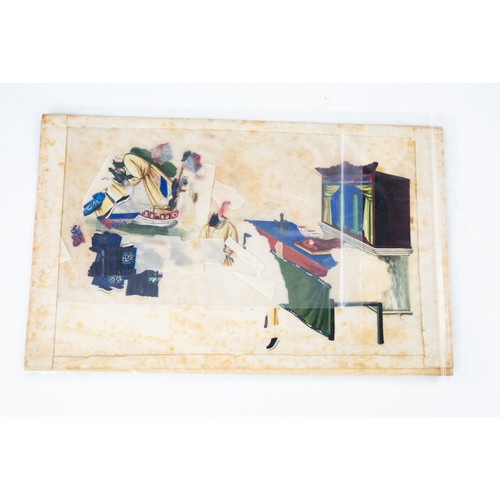 127 - NINE CHINESE QING DYNASTY LOOSE WATERCOLOUR ON RICE PAPER DRAWINGS from an album, FOUR representing ... 