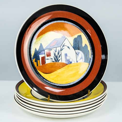 100 - WEDGWOOD FOR THE BRADFORD EXCHANGE, MODERN LIMITED EDITION CLARICE CLIFF ETNA PATTERN POTTERY PLAQUE... 