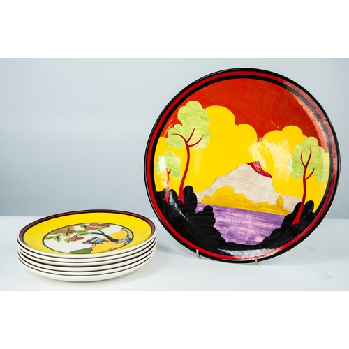 100 - WEDGWOOD FOR THE BRADFORD EXCHANGE, MODERN LIMITED EDITION CLARICE CLIFF ETNA PATTERN POTTERY PLAQUE... 