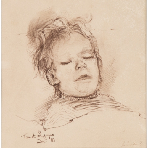 134 - BOHUSLAV BARLOW (b.1947)BISTRE CHALK DRAWINGStudy of a childSigned & dated (19)82 lower right8 ¼... 