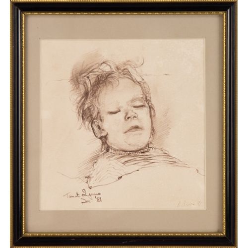 134 - BOHUSLAV BARLOW (b.1947)BISTRE CHALK DRAWINGStudy of a childSigned & dated (19)82 lower right8 ¼... 