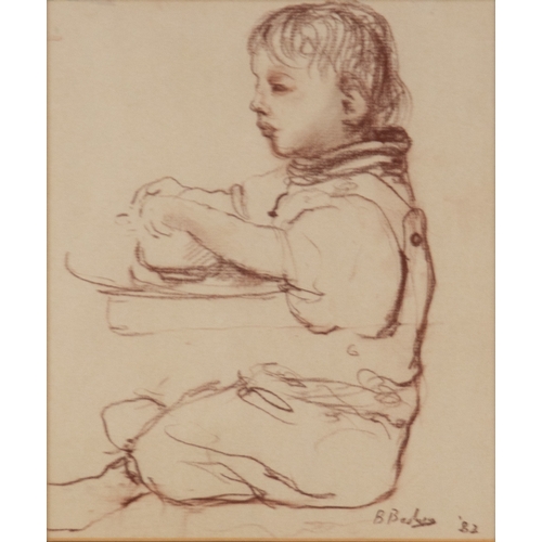 134 - BOHUSLAV BARLOW (b.1947)BISTRE CHALK DRAWINGStudy of a childSigned & dated (19)82 lower right8 ¼... 